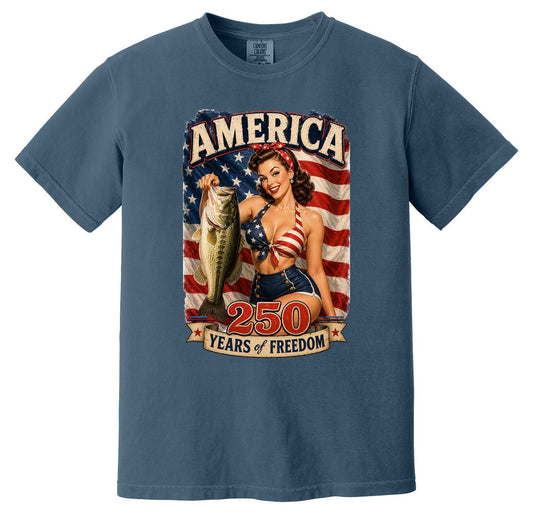 America 250 Years of Freedom Pin Up Girl T-Shirt